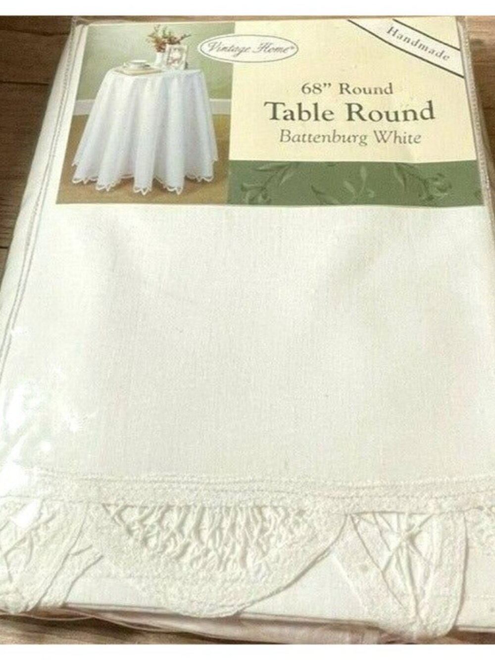 Vintage Home Tablecloth Handmade 68" Round Battenburg White 100% Cotton Sealed - Picture 1 of 9